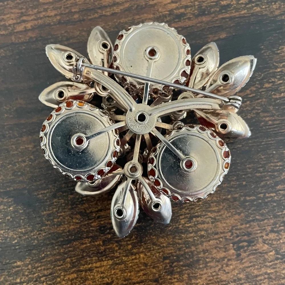 1950s Judy Lee Autumnal Rhinestone Brooch